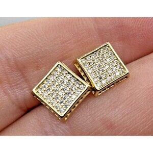 0.54ctw Moissanite Square Stud Earrings – Gold Over 925 Sterling Silver – GRA